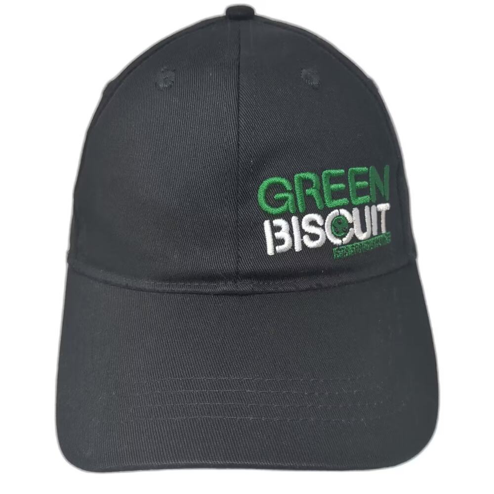 Green Biscuit Baseball Cap Black Green Size M Fitted Hat For Serious Hands Logo